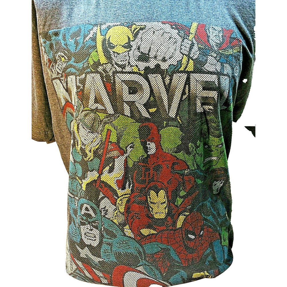 Marvel Comics Men's T-Shirt Gray Size XL Retro Graphic Print SuperHeroes